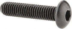Made in USA - #10-32 UNF Hex Socket Drive, Button Screw - Alloy Steel, Black Oxide Finish, Fully Threaded, 7/8" Length Under Head - Apex Tool & Supply
