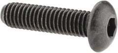 Made in USA - #10-32 UNF Hex Socket Drive, Button Screw - Alloy Steel, Black Oxide Finish, Fully Threaded, 3/4" Length Under Head - Apex Tool & Supply