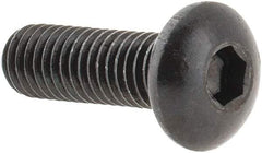 Made in USA - #10-32 UNF Hex Socket Drive, Button Screw - Alloy Steel, Black Oxide Finish, Fully Threaded, 5/8" Length Under Head - Apex Tool & Supply