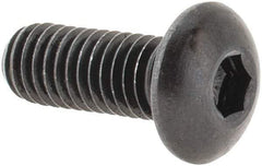 Made in USA - #10-32 UNF Hex Socket Drive, Button Screw - Alloy Steel, Black Oxide Finish, Fully Threaded, 1/2" Length Under Head - Apex Tool & Supply