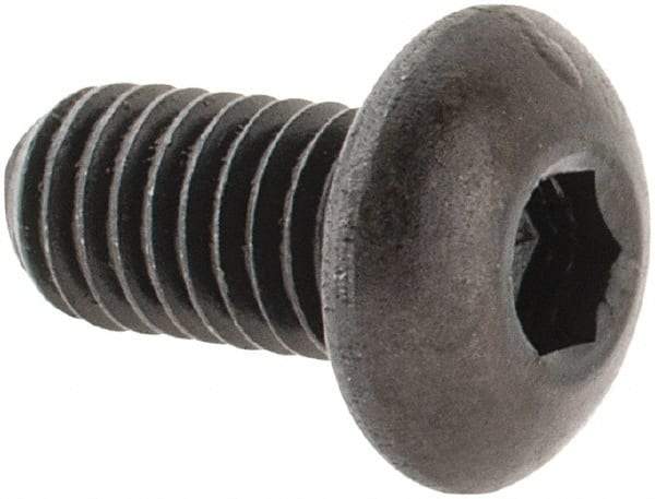 Made in USA - #10-32 UNF Hex Socket Drive, Button Screw - Alloy Steel, Black Oxide Finish, Fully Threaded, 3/8" Length Under Head - Apex Tool & Supply
