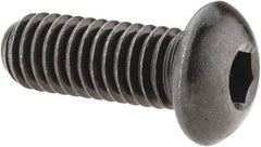 Made in USA - 3/8-16 UNC Hex Socket Drive, Button Screw - Alloy Steel, Black Oxide Finish, Fully Threaded, 1" Length Under Head - Apex Tool & Supply