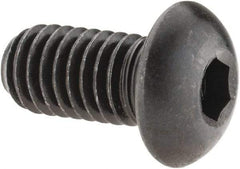Made in USA - 3/8-16 UNC Hex Socket Drive, Button Screw - Alloy Steel, Black Oxide Finish, Fully Threaded, 3/4" Length Under Head - Apex Tool & Supply