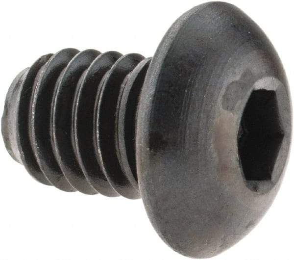 Made in USA - 3/8-16 UNC Hex Socket Drive, Button Screw - Alloy Steel, Black Oxide Finish, Fully Threaded, 1/2" Length Under Head - Apex Tool & Supply