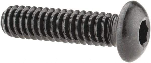 Made in USA - 1/4-20 UNC Hex Socket Drive, Button Screw - Alloy Steel, Black Oxide Finish, Fully Threaded, 1" Length Under Head - Apex Tool & Supply