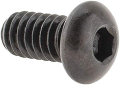 Made in USA - 1/4-20 UNC Hex Socket Drive, Button Screw - Alloy Steel, Black Oxide Finish, Fully Threaded, 1/2" Length Under Head - Apex Tool & Supply