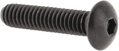 Made in USA - #8-32 UNC Hex Socket Drive, Button Screw - Alloy Steel, Black Oxide Finish, Fully Threaded, 3/4" Length Under Head - Apex Tool & Supply