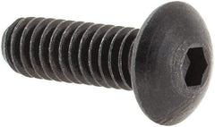 Made in USA - #8-32 UNC Hex Socket Drive, Button Screw - Alloy Steel, Black Oxide Finish, Fully Threaded, 1/2" Length Under Head - Apex Tool & Supply