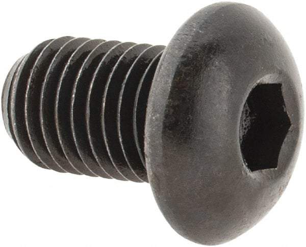 Made in USA - 5/16-24 UNF Hex Socket Drive, Button Screw - Alloy Steel, Black Oxide Finish, Fully Threaded, 1/2" Length Under Head - Apex Tool & Supply