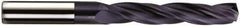 Accupro - Letter U 150° Solid Carbide Jobber Drill - TiN Finish, Spiral Flute, 4-1/4" OAL, Standard Point - Apex Tool & Supply