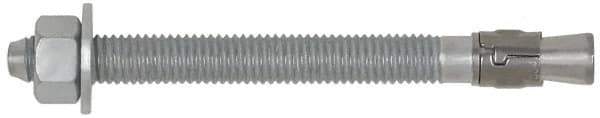 Powers Fasteners - 3/4" Diam, 3/4" Drill, 4-3/4" OAL, 4-1/2" Min Embedment Wedge Expansion Concrete Anchor - Steel, Galvanized Finish, Hex Nut Head, Hex Drive - Apex Tool & Supply