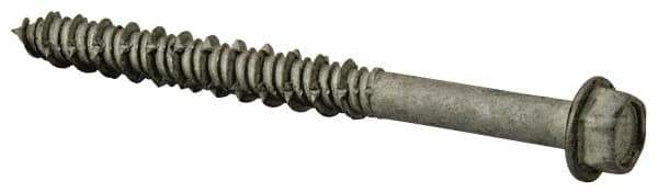 Elco - 1/4" Diam, 2-3/4" Length Under Head, Hex Drive, Concrete Screw & Masonry Fastener - Stainless Steel, StalGard Silver Finish, Includes 5/16" Drill Bit - Apex Tool & Supply