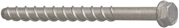 Elco - 3/8" Diam, 4" Length Under Head, Hex Drive, Concrete Screw & Masonry Fastener - Alloy Steel, StalGard Silver Finish, Includes 9/16" Drill Bit - Apex Tool & Supply