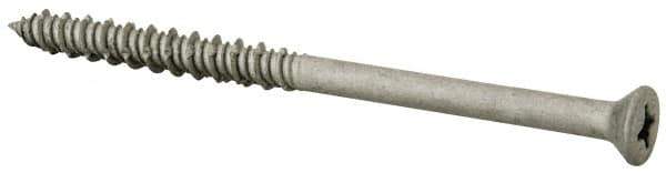 Elco - 1/4" Diam, 3-3/4" OAL, Phillips Drive, Concrete Screw & Masonry Fastener - Stainless Steel, StalGard Silver Finish, Includes #2 Drill Bit - Apex Tool & Supply