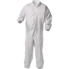 KleenGuard - Size M Film Laminate General Purpose Coveralls - White, Zipper Closure, Elastic Cuffs, Elastic Ankles, Serged Seams - Apex Tool & Supply