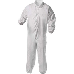 KleenGuard - Size L Film Laminate General Purpose Coveralls - White, Zipper Closure, Elastic Cuffs, Elastic Ankles, Serged Seams - Apex Tool & Supply
