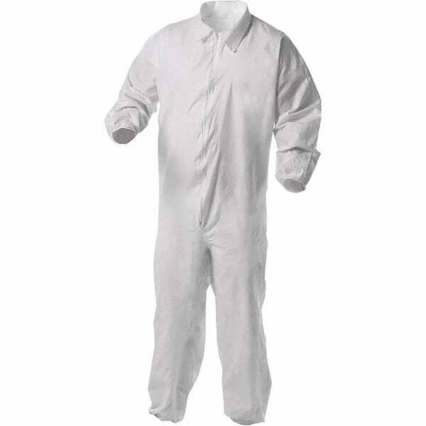 KleenGuard - Size XL Film Laminate General Purpose Coveralls - White, Zipper Closure, Elastic Cuffs, Elastic Ankles, Serged Seams - Apex Tool & Supply