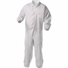 KleenGuard - Size XL Film Laminate General Purpose Coveralls - White, Zipper Closure, Elastic Cuffs, Elastic Ankles, Serged Seams - Apex Tool & Supply