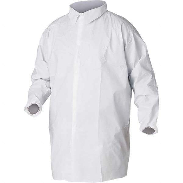 KleenGuard - Size 3XL White Lab Coat without Pockets - Microporous Film Laminate, Snap Front, Elastic Cuffs - Apex Tool & Supply