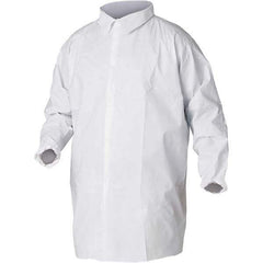 KleenGuard - Size 3XL White Lab Coat without Pockets - Microporous Film Laminate, Snap Front, Elastic Cuffs - Apex Tool & Supply