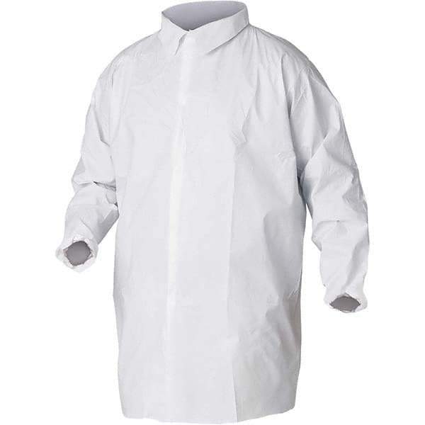 KleenGuard - Size 2XL White Lab Coat without Pockets - Microporous Film Laminate, Snap Front, Elastic Cuffs - Apex Tool & Supply