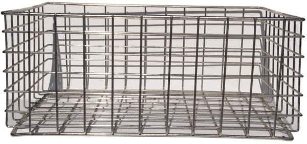Marlin Steel Wire Products - 21" Deep, Rectangular Steel Wire Basket - 2-3/8" Perforation, 26-1/2" Wide x 11-1/8" High - Apex Tool & Supply
