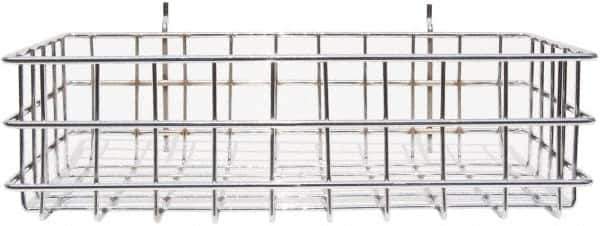 Marlin Steel Wire Products - 8" Deep, Rectangular Steel Peg Board/Slatwall Basket - 1-3/8" Perforation, 14" Wide x 4" High - Apex Tool & Supply