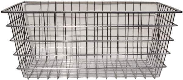 Marlin Steel Wire Products - 16" Deep, Rectangular Steel Wire Basket - 1-3/8" Perforation, 24" Wide x 10" High - Apex Tool & Supply