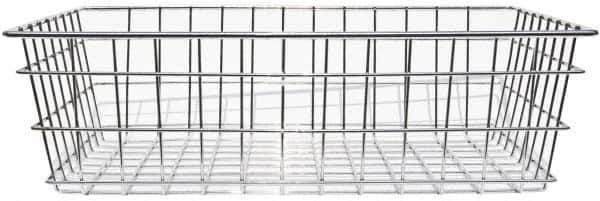 Marlin Steel Wire Products - 18" Deep, Rectangular Steel Wire Basket - 1-3/8" Perforation, 24" Wide x 8" High - Apex Tool & Supply