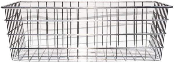 Marlin Steel Wire Products - 14" Deep, Rectangular Steel Wire Basket - 1-3/8" Perforation, 20" Wide x 6" High - Apex Tool & Supply