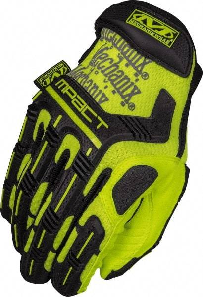 Mechanix Wear - Size M Synthetic Leather/TPR Anti-Vibration/Impact Protection Work Gloves - Uncoated, Hook & Loop Cuff, Full Fingered, Hi-Vis Yellow, Paired - Apex Tool & Supply