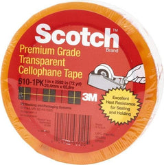 3M - 1" x 72 Yd Clear Rubber Adhesive Packaging Tape - PVC Film Backing, 2.3 mil Thick - Apex Tool & Supply