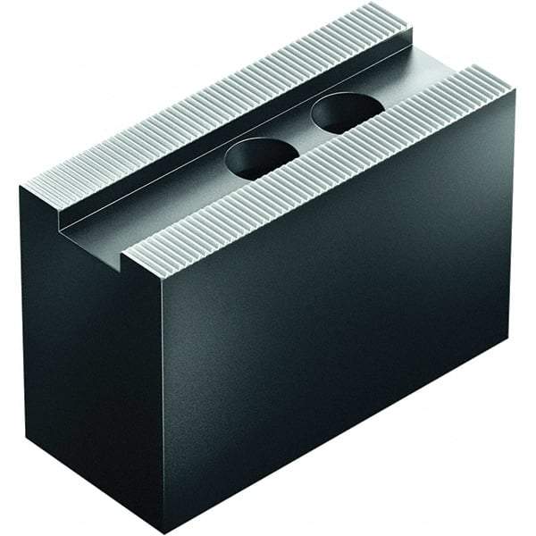 Schunk - 14" Max Chuck Capacity, 1.5mm x 60° Serrated Interface, Square Soft Lathe Chuck Jaw - 3 Jaw, Steel, 43mm Btw Mount Hole Ctrs, 80mm High, 22mm Groove, M20mm Fastener - Apex Tool & Supply