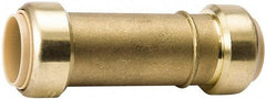 Value Collection - 1/2" Tube OD, 5/8 Standard Lead Free Brass Push-to-Connect Tube Union - Tube to Tube Connection, 200 Max psi, EPDM O-Ring - Apex Tool & Supply