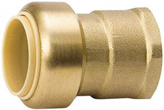 Value Collection - 1/2" Outside Diam, 1/2 NPT, Brass Push-to-Connect Tube Female Connector - 200 Max psi, Tube to Female NPT Connection, EPDM O-Ring, Lead-Free - Apex Tool & Supply