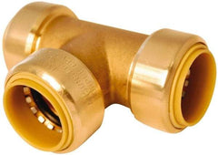 Value Collection - 1" Outside Diam, 1-1/8 Standard, Brass Push-to-Connect Tube Union Tee - 200 Max psi, Tube to Tube Connection, EPDM O-Ring, Lead-Free - Apex Tool & Supply