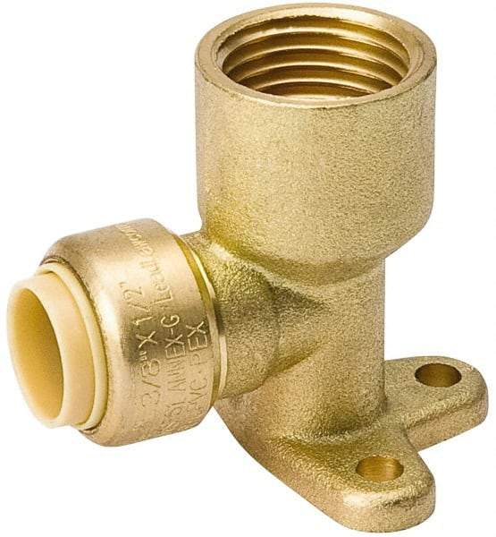Value Collection - 1/2" Outside Diam, 1/2 NPT, Brass Push-to-Connect Tube Female Drop Ear Elbow - 200 Max psi, Tube to Female NPT Connection, EPDM O-Ring, Lead-Free - Apex Tool & Supply