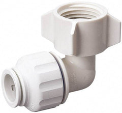 Value Collection - 1/2" OD, 3/4 Thread, Polysulfone Push-to-Connect Female Swivel Elbow - 250 Max psi, White - Apex Tool & Supply