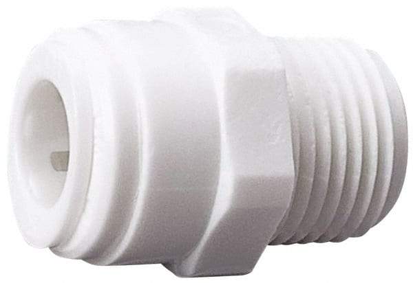 Value Collection - 3/8" OD, 1/2 Thread, Polysulfone Push-to-Connect Male Connector - 250 Max psi, White - Apex Tool & Supply