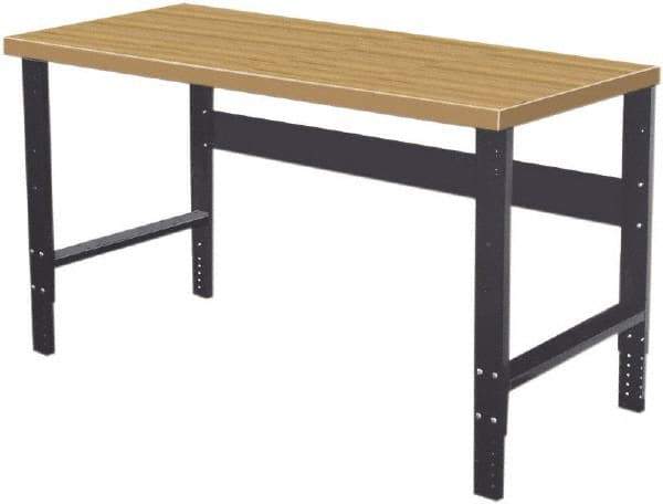 Hallowell - 72 Wide x 36" Deep x 34" High, Wood Workbench - Flat Top, Adjustable Legs, Black - Apex Tool & Supply