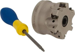 Iscar - 6 Inserts, 2" Cut Diam, 3/4" Arbor Diam, 0.315" Max Depth of Cut, Indexable Square-Shoulder Face Mill - 0/90° Lead Angle, 1.57" High, H490 AN.X 09 Insert Compatibility, Through Coolant, Series Helido - Apex Tool & Supply