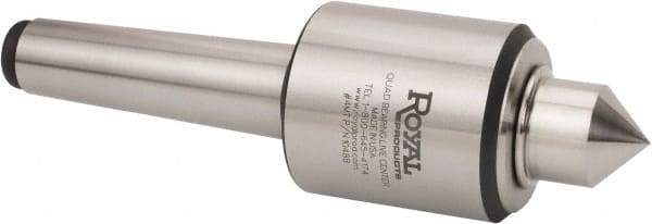 Royal Products - MT5 Morse Taper, 2.45" Head Diam Live Center - 5,000 Max RPM, 2.78" Head Length, 1-1/4" Point Diam, 1.47" Point Len, 2,240 Lb Max Workpc, Male Point - Apex Tool & Supply