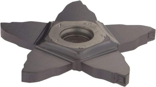 Iscar - PENTA C IC908 Grade, 0.0972" Cutting Width, Carbide Cutoff Insert - 0° Neutral Lead Angle, 0.008" Cnr Rad, TiAlN Coated, Other End - Apex Tool & Supply