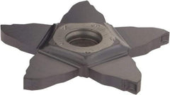 Iscar - PENTA C IC908 Grade, 0.0972" Cutting Width, Carbide Cutoff Insert - 0° Neutral Lead Angle, 0.008" Cnr Rad, TiAlN Coated, Other End - Apex Tool & Supply