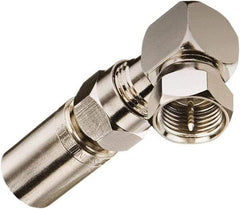 Ideal - 75 Ohm, Right Angle, Jack to Plug Coupler Twist On Coaxial Connector - Brass Body - Apex Tool & Supply