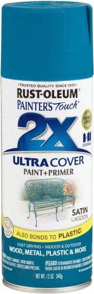 Rust-Oleum - Lagoon (Color), Satin, Enamel Spray Paint - 8 Sq Ft per Can, 12 oz Container, Use on Multipurpose - Apex Tool & Supply