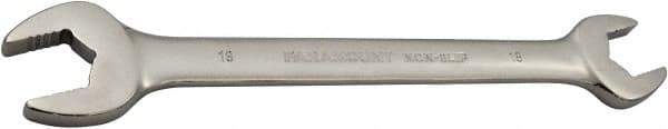 Paramount - 18mm x 19mm Standard Open End Wrench - 8-15/16" OAL, Double End, Full Polish Finish, 15° Head Angle - Apex Tool & Supply