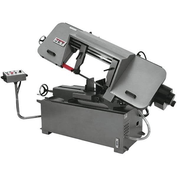Jet - 12 x 20" Max Capacity, Semi-Automatic Variable Speed Pulley Horizontal Bandsaw - 82 to 262 SFPM Blade Speed, 460 Volts, 45°, 3 hp, 3 Phase - Apex Tool & Supply