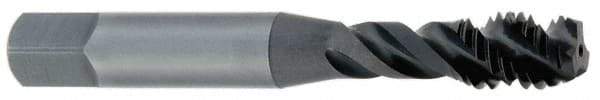 OSG - M12x1.75 Metric Coarse 3 Flute 6H Modified Bottoming Spiral Flute Tap - Vanadium High Speed Steel, TiN Finish, 3-3/8" OAL, Right Hand Flute, Right Hand Thread, D6, Series 343 - Apex Tool & Supply