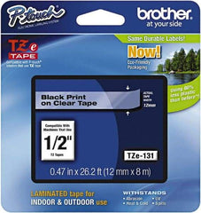 Brother - 1/2" Wide x 314.4" Long, Clear Plastic/Paper Tape Cassette - For Label Maker - Apex Tool & Supply
